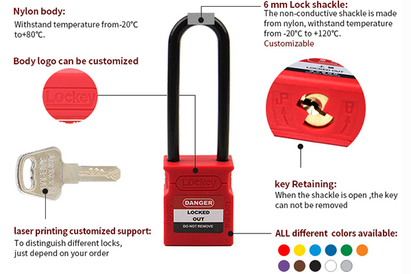 Ổ khóa an toàn cùm nhựa cách điện PROLOCKEY KD CP76P RED 1
