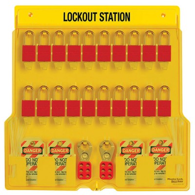 Trạm khóa có mái che cho 20 móc khóa an toàn Master Lock 1484BP1106