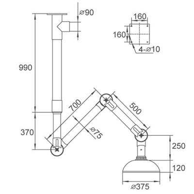 Chụp hút khói âm trần 3 khớp nối WJH0604A