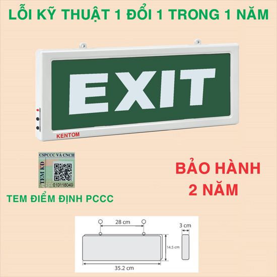 Đèn exit dạng hộp 1 mặt sử dụng Super Led Kentom KT 110