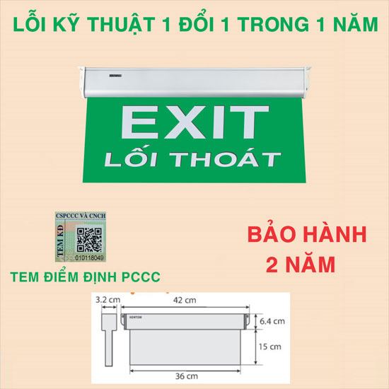 Đèn Exit lối thoát hiểm gắn tường 1 mặt KenTom KT 650 1