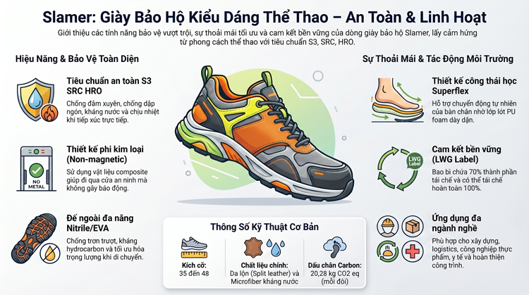 Giày bảo hộ nữ thấp cổ PARADE Slamer 2011: Giải pháp bảo vệ toàn diện cho nữ giới trong ngành sản xuất