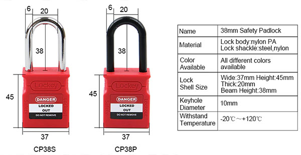 Ổ khóa an toàn nylon cùm thép LOCKEY CP38S 2
