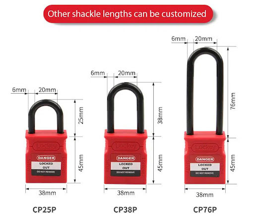 Ổ khóa nhựa nhiệt dẻo còng nylon 76mm LOCKEY CP76P RED 1