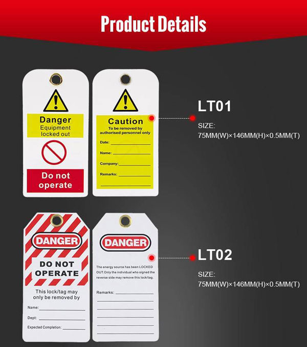 Thẻ cảnh báo an toàn PVC gắn thiết bị khóa LOCKEY LT01 1